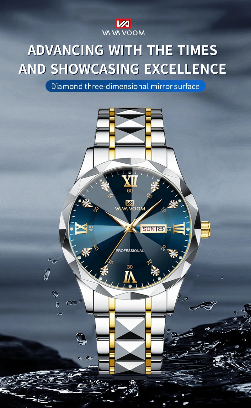 Luxury Men’s Water Resistant Quartz Watch with Night Glow - Smarsty