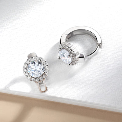 Moissanite Hoop Earrings Sterling Silver Bridal Sparkle - Smarsty