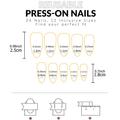 24 Piece Long Almond Press On Nails White French Tip - Smarsty