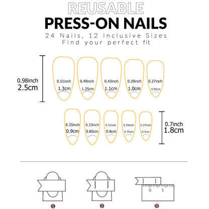 24pcs White French Press On Almond Nails Full Cover - Smarsty