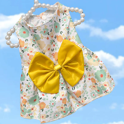 Cute Summer Dog Dress for Small Dogs with Bowknot - Smarsty