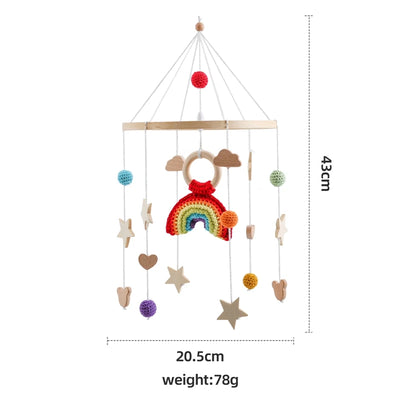 Baby Crib Mobile Bed Bell Rattle Toys Wooden Crochet Stars Pendant Bed Bell Toys Newborn Comfort Crib Bracket Hanging Toys Gifts by Smarsty