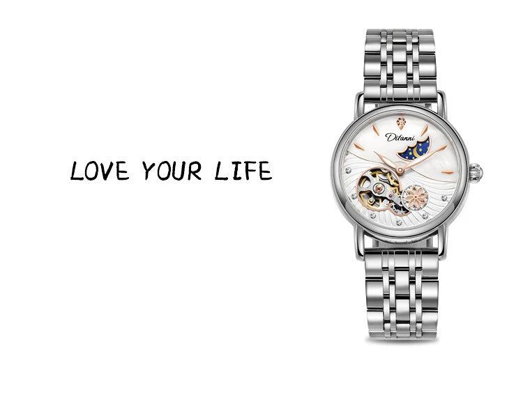 Luxury Automatic Mechanical Watch for Women with Moon Phase - Smarsty