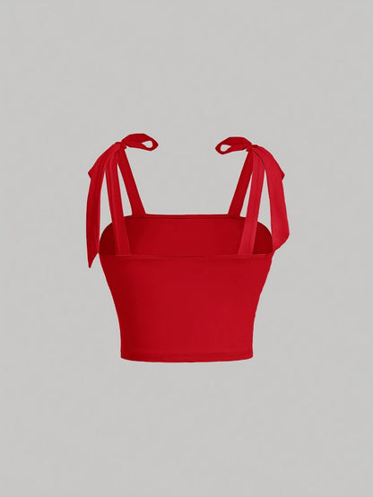 Solid Tie Shoulder Ruched Wide Strap Slim Fit Crop Top Women Clothing Summer 2025 Y2K Clothes Pink Backless Camis Top Streetwear