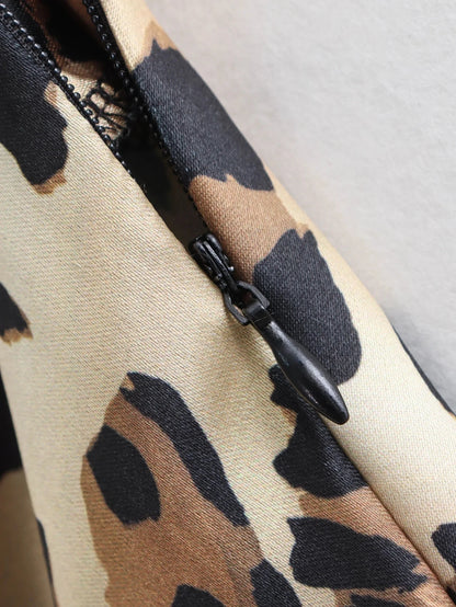 TRAFZA 2024 Women Fashion Leopard Print Skirt Vintage High Waist Midi Skirts Elegant Women Summer Casual Streetwear Skirt - Smarsty