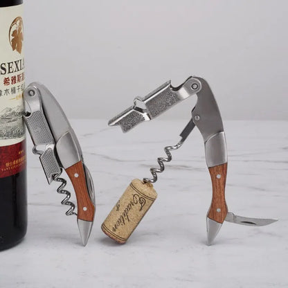 Stainless Steel Wine Corkscrew With Wood Handle - Smarsty