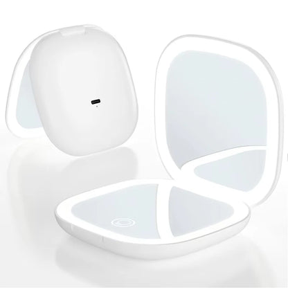 Compact LED Makeup Mirror with 5X Magnification and Dual Sides - Smarsty