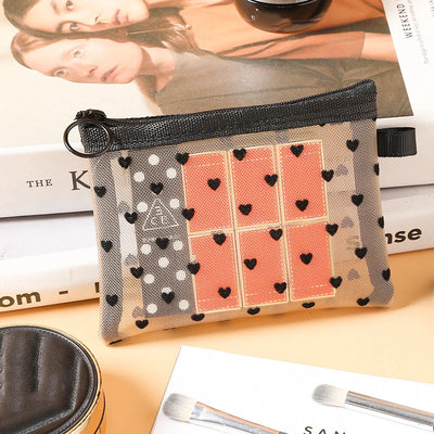 Mini Clear Heart Makeup Bag Portable Cosmetic Storage Pouch - Smarsty