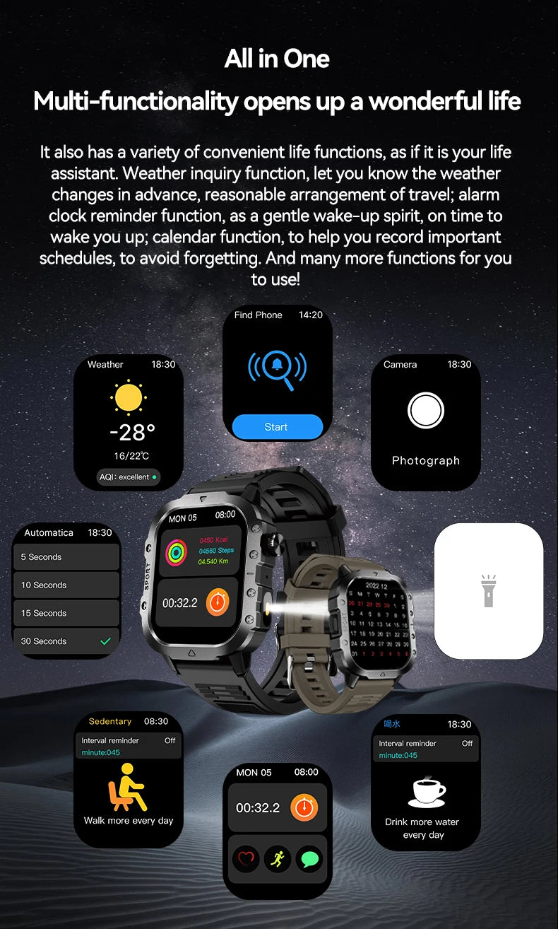 Outdoor Sports Smart Watch with HD Screen and Bluetooth - Smarsty