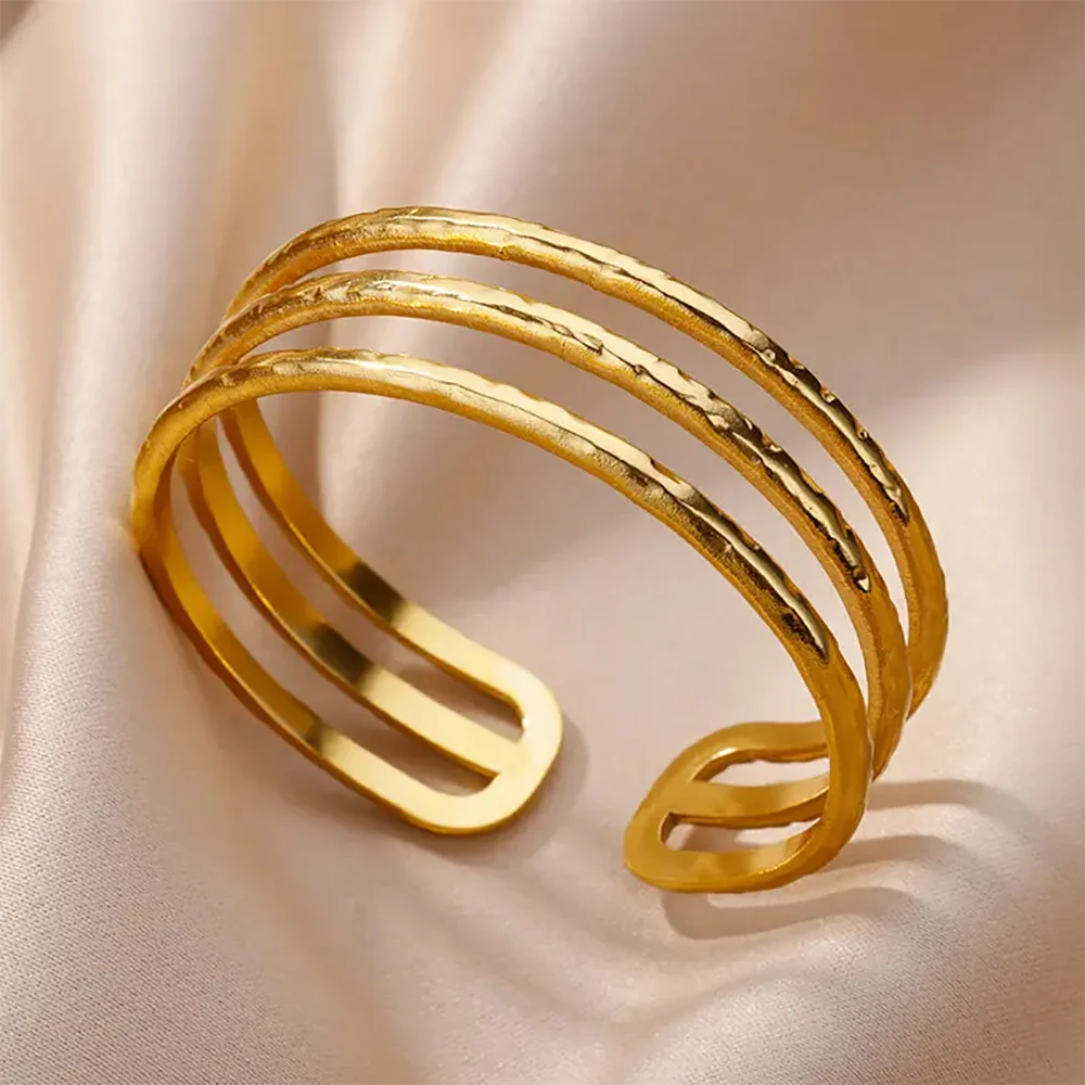 Luxury Gold Color Stainless Steel Cuff Bangle Bracelet - Smarsty