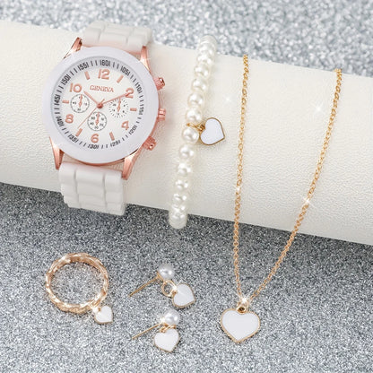 Women's Casual Silicone Band Quartz Watch Set - Smarsty