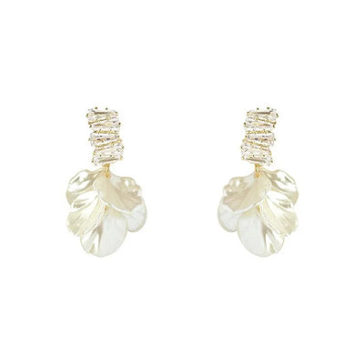 Korean White Shell Flower Drop Earrings for Women Fashion - Smarsty