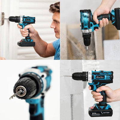 Multifunctional 21V rechargeable impact drill lithium battery cross-border flashlight gun drill electric screwdriver electric dr