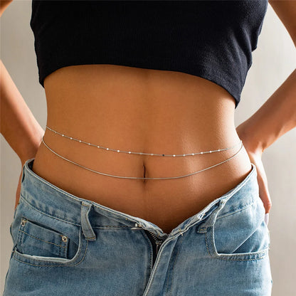 Boho Rhinestone Belly Chain Waist Belt Set - Smarsty