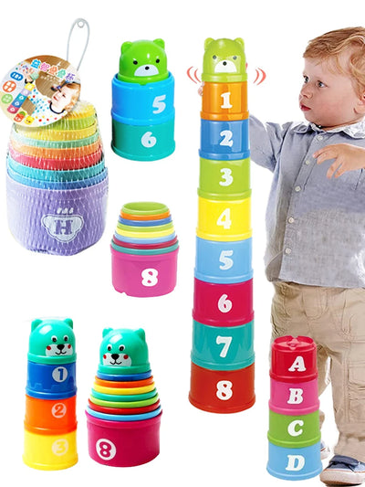 Kid Brain Response Battle Fold Cup Hand Speed Competition Fold Cup Baby Stack Game Early Education Puzzle Train Board Games Toy - Smarsty