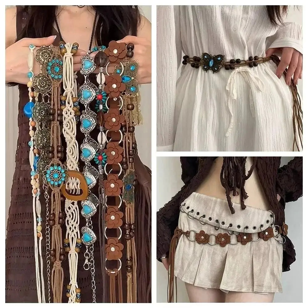 Bohemian Butterfly Tassel Waist Chain Adjustable Belt - Smarsty