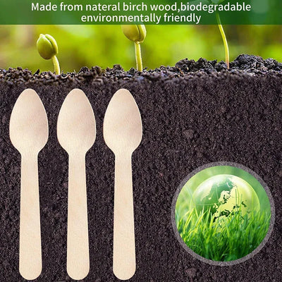 Disposable Wooden Spoons for Tasting and Sampling 50 to 200 Pcs - Smarsty