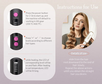 OUDIM Ionic Hair Straightener Brush with Six Temperature Settings - Smarsty
