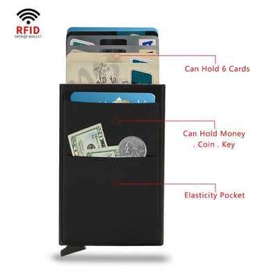 Rfid Credit Card Holder Men Thin Slim Mini Minimalist Wallets Luxury Metal Bank ID Cardholer Case Wallet for Men Carteras Choice - Smarsty