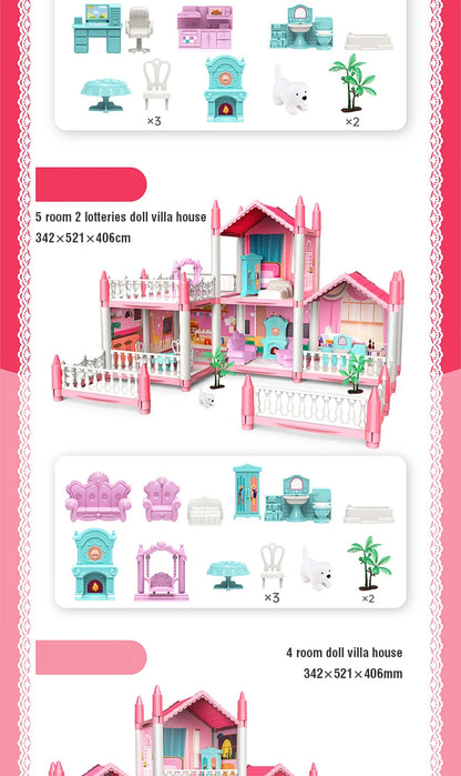 Girl Doll House Toy Children Pretend Play Dollhouse Villa Patchwork Dream Furniture Home Doll House for Kids Christmas Toy Gifts by Smarsty