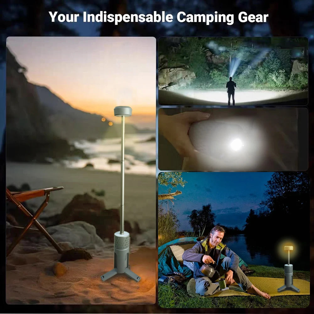 Upgraded Camping LED Telescopic Flashlight with Tripod Rechargeable Emergency Lamp Outdoor Portable orch Light Table Lamp Tent by Smarsty