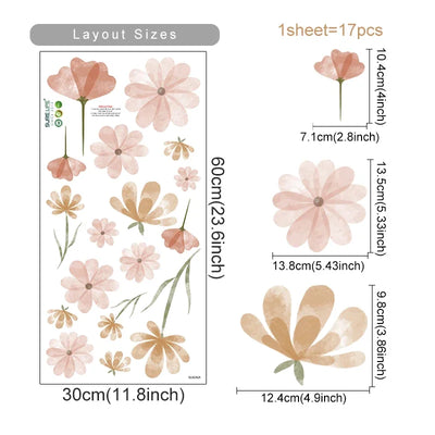 Boho Flowers Wall Stickers for Kids Room Décor - Smarsty