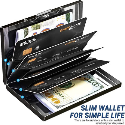 Anti-Scan ANTI RFID Blocking 6 Cards Aluminum Metal ID Bank Credit Card Holder Slim Wallet Case Business Card Protection Holder