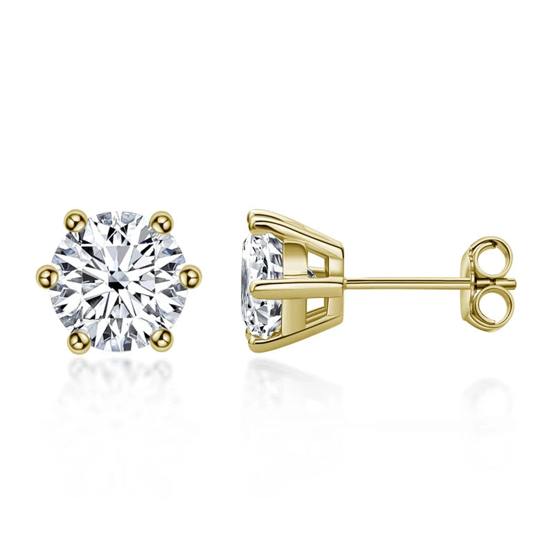 Moissanite Studs 0.5 To 2Ct Sterling Silver Screw Back - Smarsty