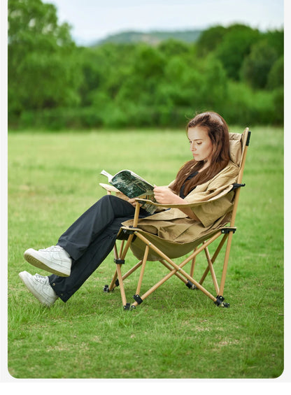 WESTTUNE 2-in-1 Reclining Camping Chair Lightweight Folding Camping Lounge Chair with Adjustable Backrest & Footrest for Beach