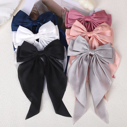 Girls Elegant Big Bow Satin Hair Clip Accessory - Smarsty