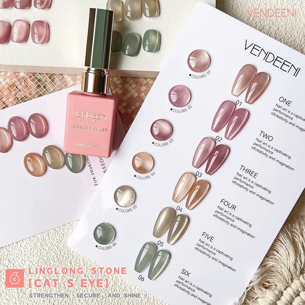 Vendeeni 6 Colors Magnetic Cat Eye Nail Polish Set - Smarsty