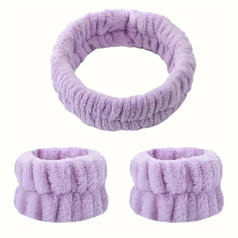 Coral Velvet Makeup Hairband Set for Easy Face Washing - Smarsty