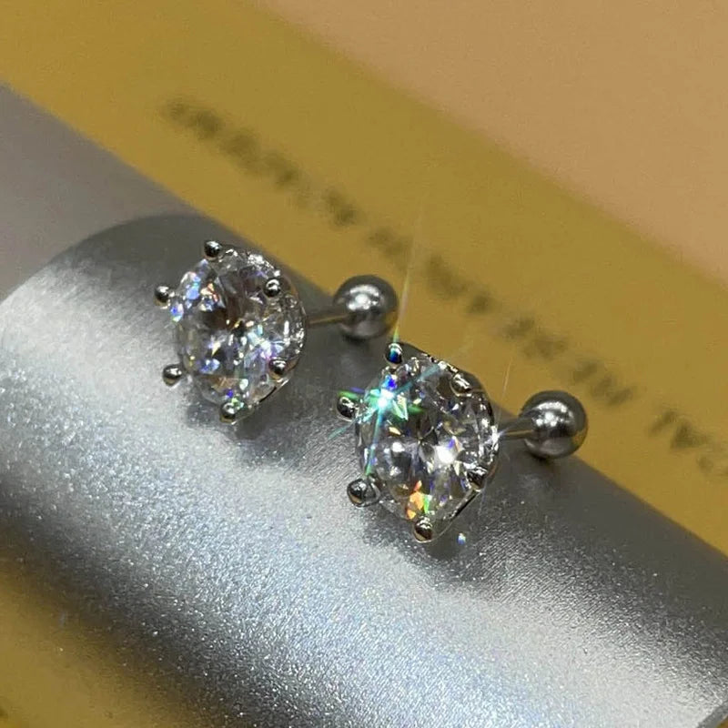 Moissanite Stud Earrings D Color 925 Sterling Silver - Smarsty