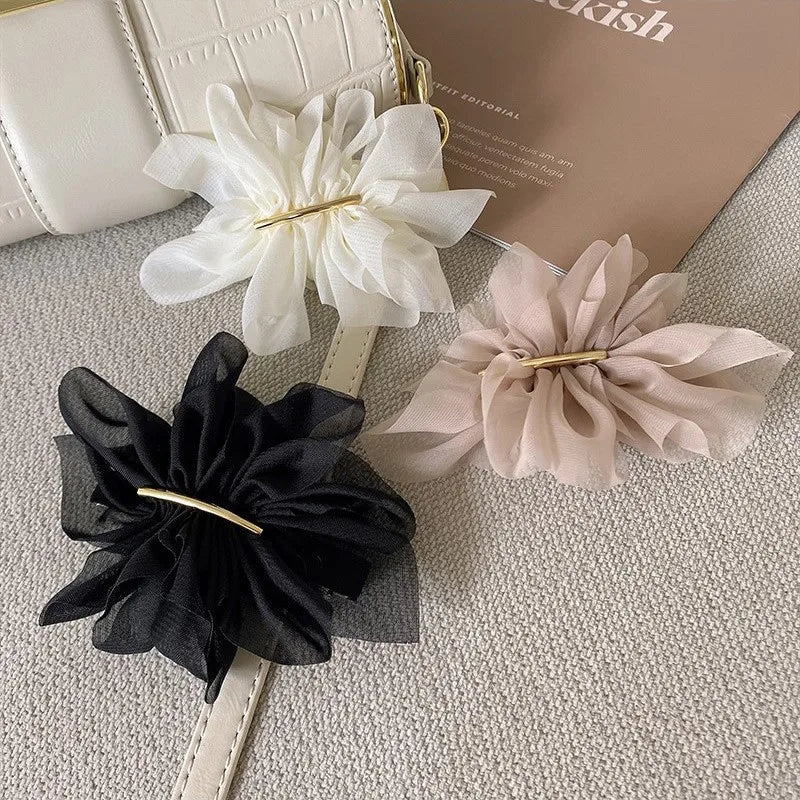 Big Spring Hair Claw Clips with Chiffon Flowers - Smarsty