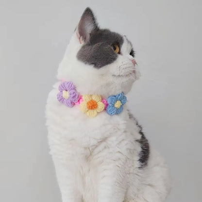 Blue and White Cat Flower Bib Collar for Pets - Smarsty