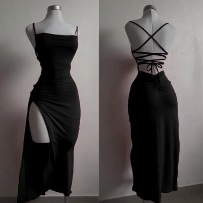 2024 explosive new dress summer high sensibility halter strap Spice Girl bag hip dress - Smarsty