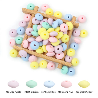 Silicone Beads 12mm Lentil Focal Beads Non Toxic Diy Set - Smarsty