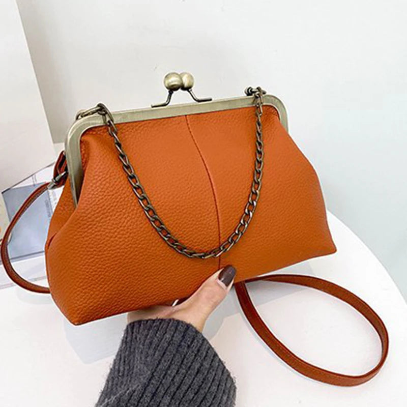Vintage Soft Skin Shell Bag Lychee Pattern Crossbody - Smarsty