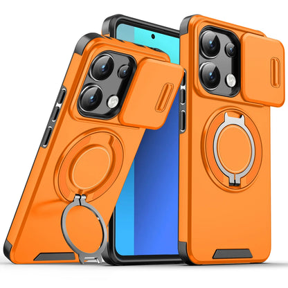 Shockproof Magnetic Case for Redmi Note 14 13 Pro 5G 4G Plus Slide Camera Lens Ring Stand Protect Cover