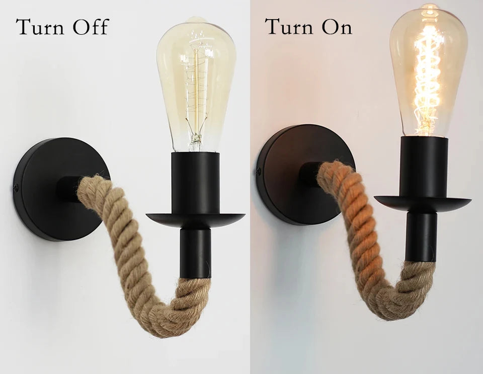 Retro Hemp Rope Wall Lamp for Stylish Indoor Lighting - Smarsty