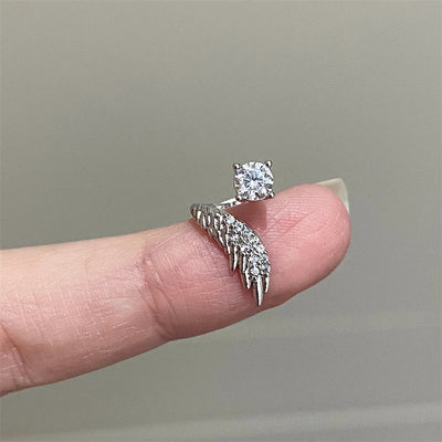 Stainless Steel Ear Cuff With Rhinestone Wing Sparkle - Smarsty