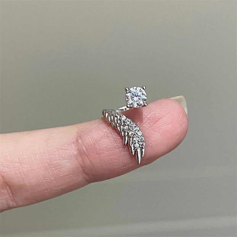 Stainless Steel Ear Cuff With Rhinestone Wing Sparkle - Smarsty