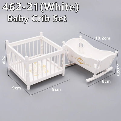 1:12 Dollhouse Miniature Cradle Crib Surround Bed Piano Table Set Furniture Kitchen Model Decor Toy Doll House Accessories by Smarsty