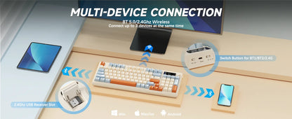 Wireless Gaming Keyboard With Display Screen And Knob