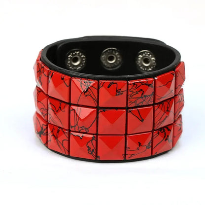 Unisex PU Leather Punk Bracelet with Spikes and Skull - Smarsty
