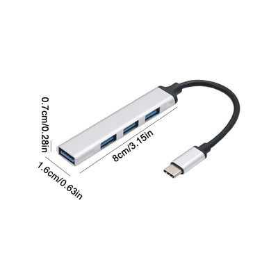 4-In-1 USB 3.0 Hub Adapter 5Gbps USB Splitter USB C To USB Hub Multiple USB 3.0 Hub USB Port Expander for Laptop and PC