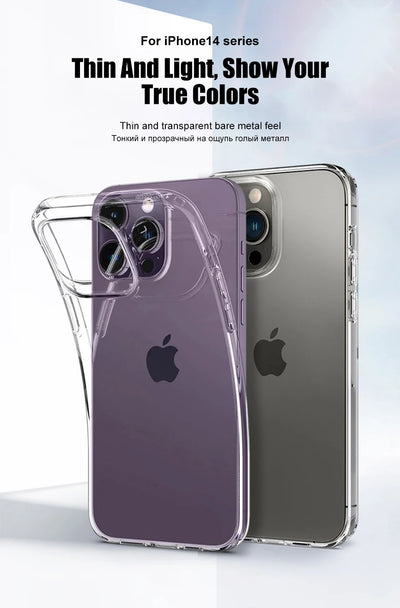 Luxury Clear Silicone Phone Case For iPhone 16 15 14 13 12 11 Pro Max XR X XS 7 8 Plus Shockproof Transparent Bumper Back Cover by Smarsty