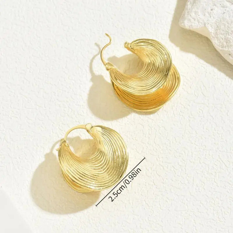 Geometric Striped Large Ear Buckle Earrings for Women - Smarsty