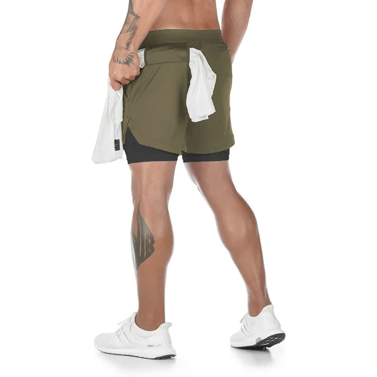 Camo Running Shorts Men Gym Sports Shorts 2 In 1 Quick Dry Workout Training Gym Fitness Jogging Short Pants Summer Men Shorts - Smarsty