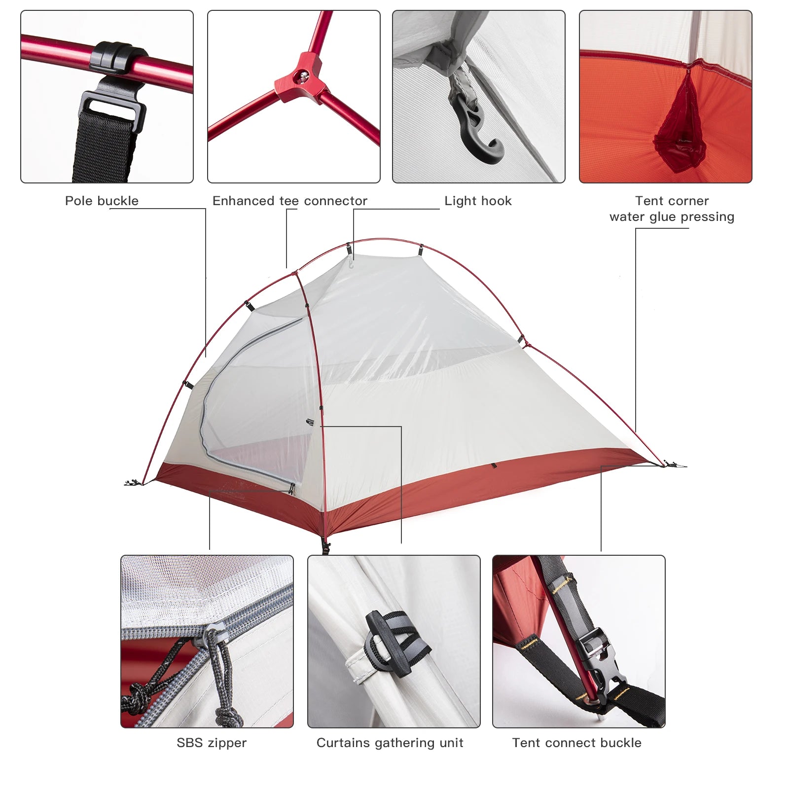 BISINNA Ultralight Camping Tent Backpack Tent 20D Nylon Waterproof Outdoor Hiking Travel Tent Cycling Tent 1-2 Person